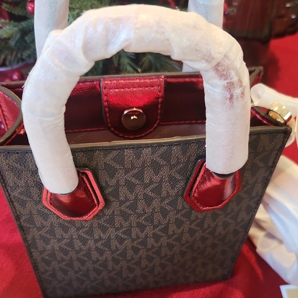 Michael Kors Mini XS Mercer Bag in Brown and Crimson Red. New With Tags! - Picture 4 of 10